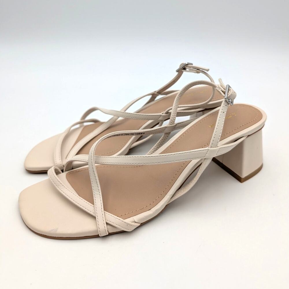 &Other Stories Strappy Block Heel Leather Sandals Women's Cream Size US7 EU38